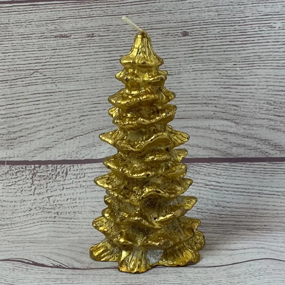 Vintage Chesapeake Bay Candle Gold Christmas Tree Candle 5